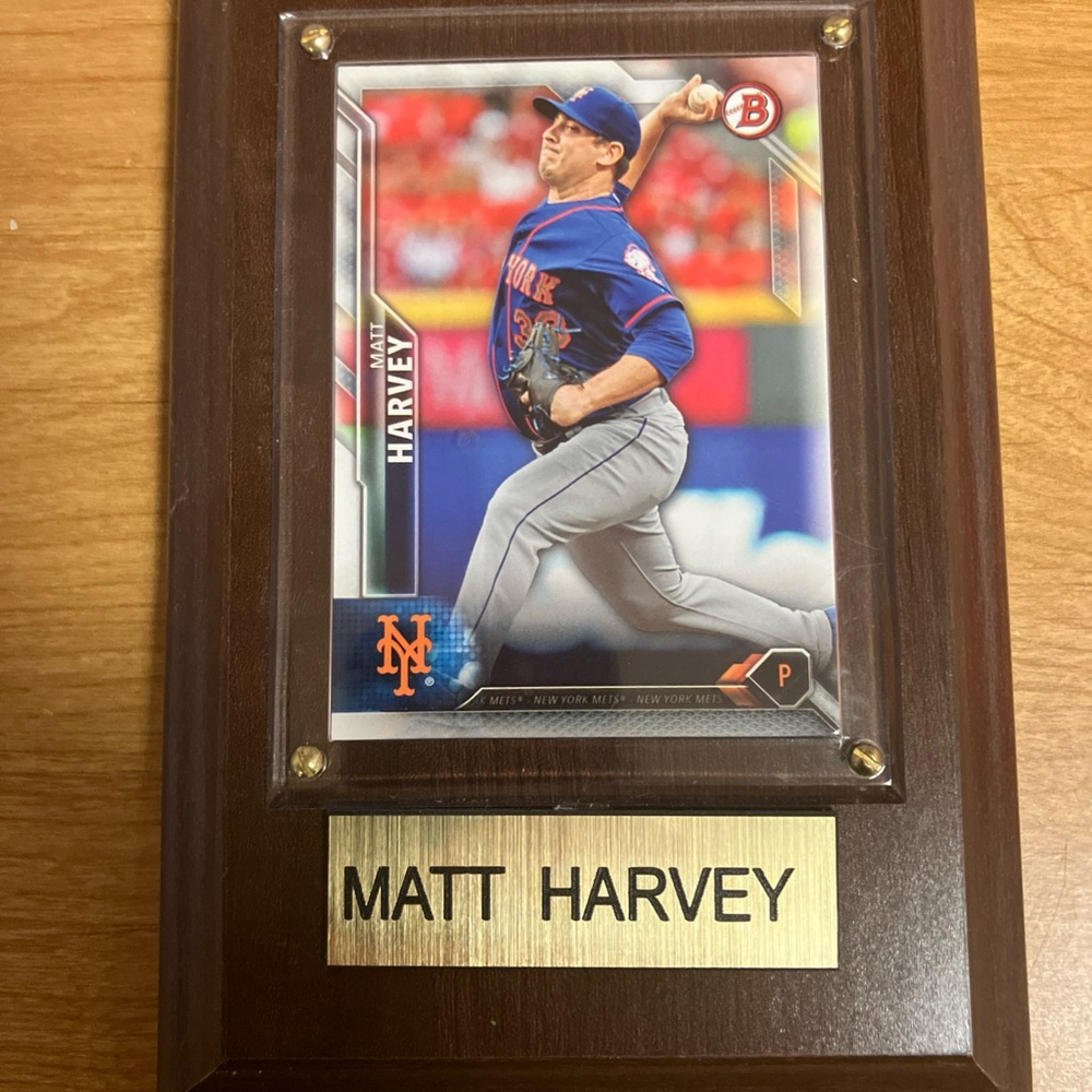 MLB Brown Plaque with Player Card Mets Matt Harvey